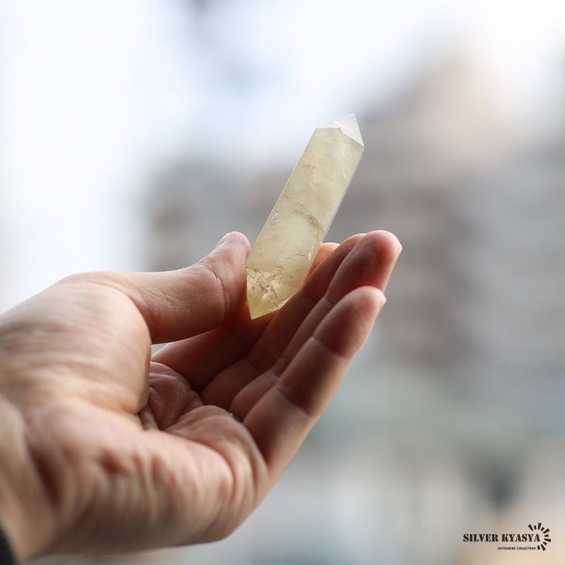 シトリン 六角柱 天然石 17mm×75mm 一粒 水晶 パワーストーン 浄化 置き石 インテリア 飾り 本物 小物 雑貨