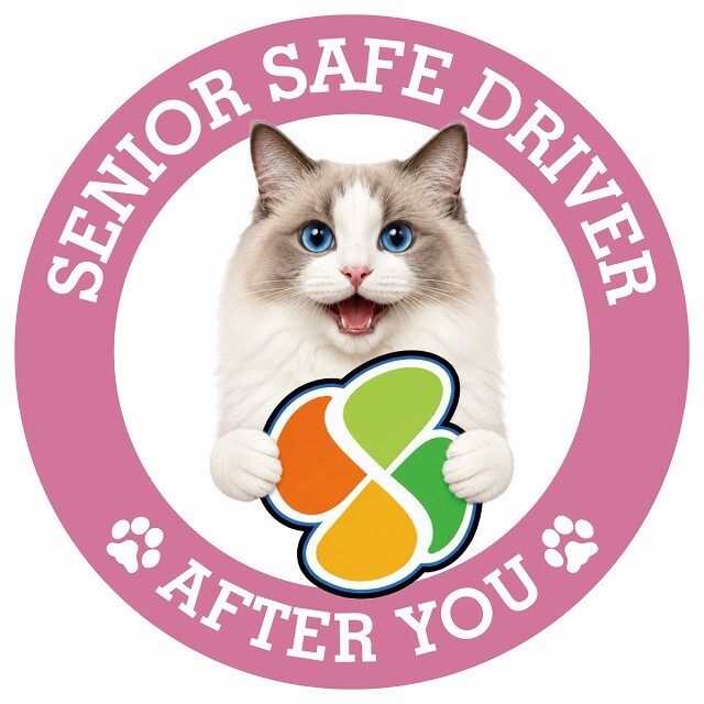 カーサイン 高齢者マーク SENIOR SAFE DRIVER ラグドール ステッカー シール 直径13cm 肉球 日本製 車