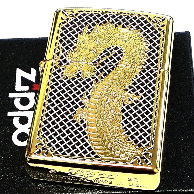 ZIPPO ドラゴン レアナンバー [No.01]  一点物 限定88個 絶版 龍 ジッポ ライター 彫刻 金タンク ブラック ゴールド 廃盤 シリアルナンバー入り 両面加工 竜 八 和柄 かっこいい 御守り メンズ ギフト プレゼント