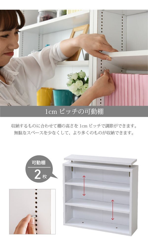 ラック 1cmピッチ 薄型 大容量 文庫本 上置き 幅60 本棚 壁面収納 突っ張り 木製 コミック 本収納 ぶんこ本 マンガ CD ブルーレイ 新生活