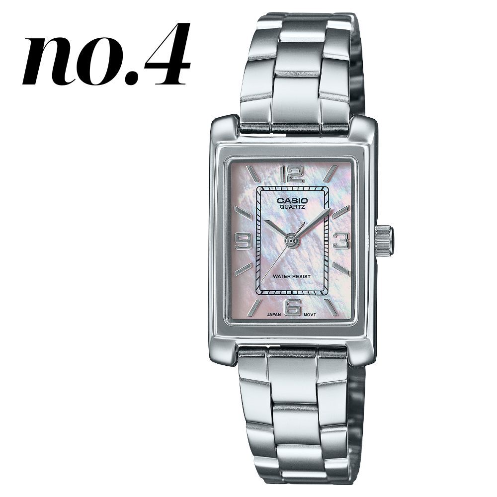 カシオ 腕時計 レディース ピンク ブラウン ブルーシェル ピンクシェル スクエア シルバー ステンレス CASIO 海外モデル プレゼント ギフト 収納ケース付き 成人 卒業 入学