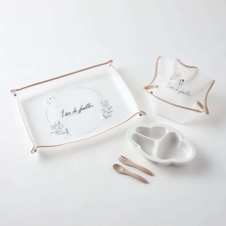 Lien de famille もぐもぐ5点セット ベビー食器＆カトラリー EVA樹脂 お食事エプロン＆マット bien mangeシリーズ ベビーギフト 出産祝い ギフト プレゼント