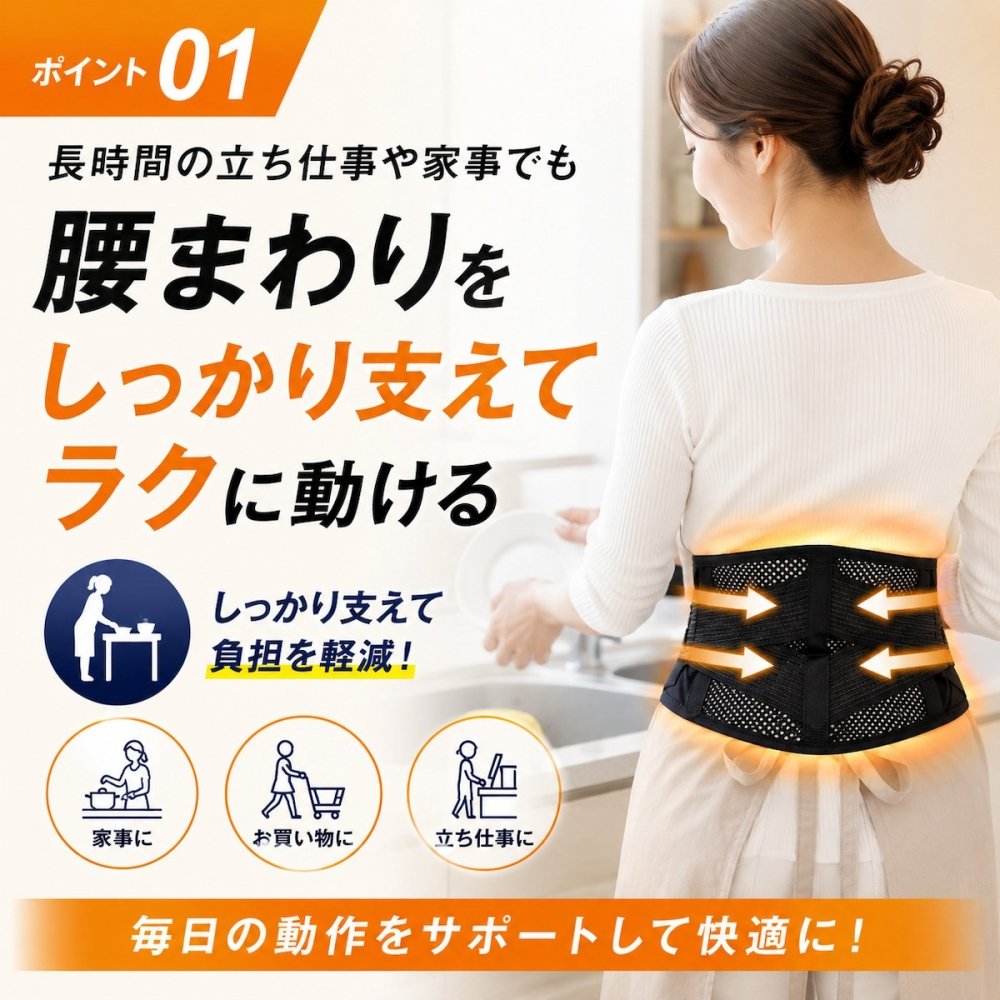 腰サポーター 腰をグイッと滑（なめ）らくパワーベルト 腰ベルト 骨盤ベルト サポートベルト 滑車構造 軽い力で締めやすい メッシュ 通気性 男女兼用 日本製 S-M M-L 立ち仕事 デスクワーク 腰サポート 健康グッズ ご両親 祖父母 敬老の日 父の日 母の日 プレゼント ギフト