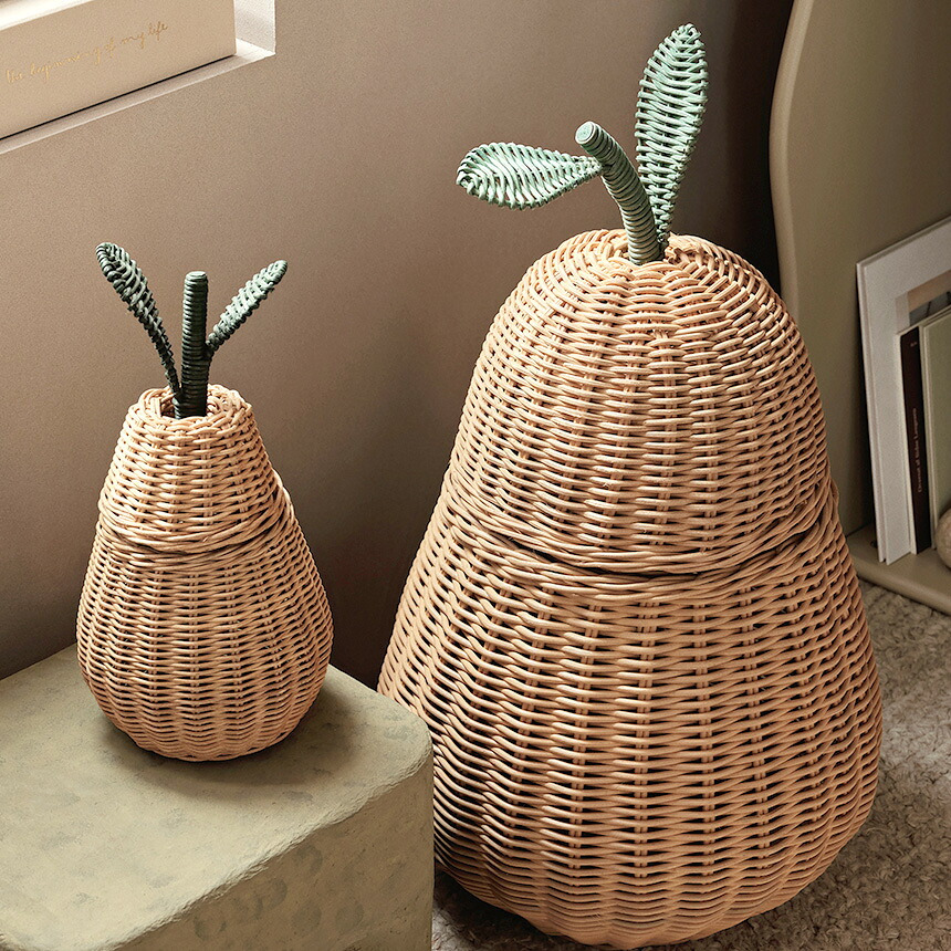 ferm LIVING ファームリビング Pear Braided Storage 洋ナシのカゴ Lサイズ おしゃれディスプレイ 北欧 雑貨 インテリア バスケット ラタン カゴ 飾り 収納 玄関 リビング プレゼント ギフト おすすめ
