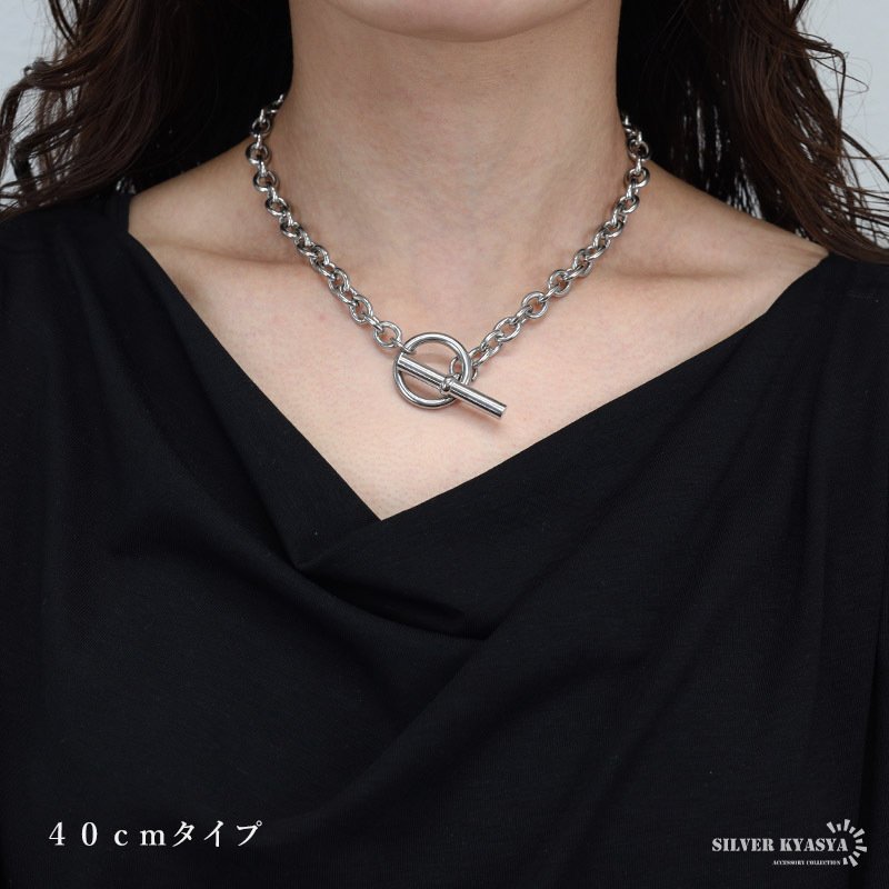ステンレス マンテルネックレス チェーンネックレス シルバー 4サイズ シンプル 存在感 メタル お洒落 レディース 女性 金属アレルギー対応