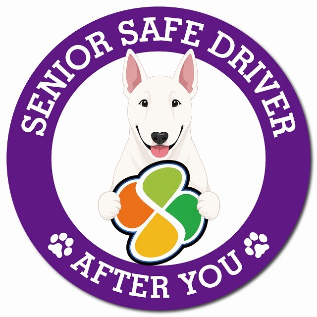 カーサイン 高齢者マーク SENIOR SAFE DRIVER ブルテリア マグネット 強力 直径13cm 肉球 日本製 車 ステッカー