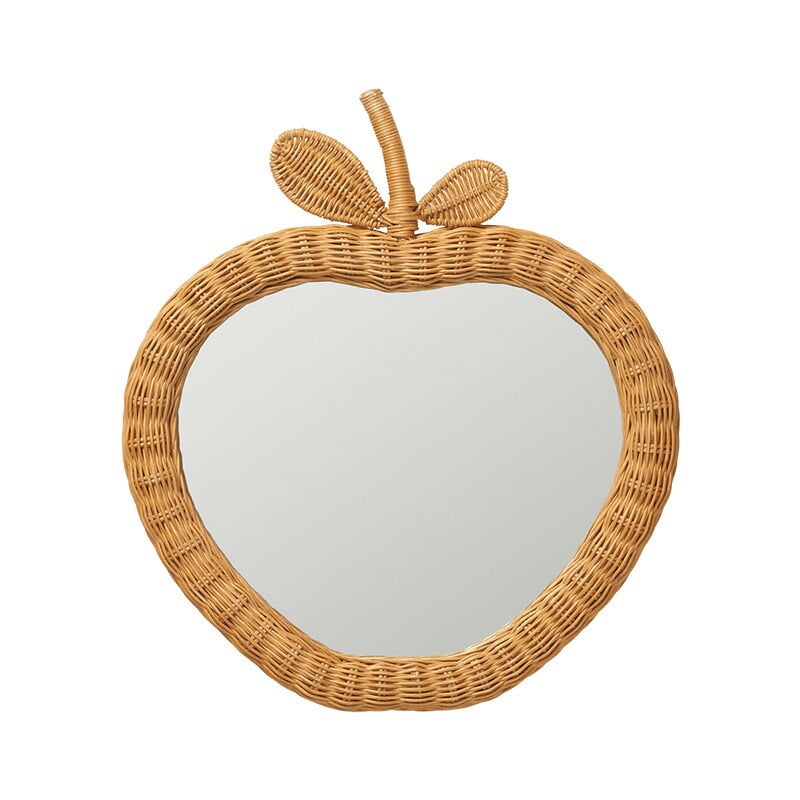 ferm LIVING ファームリビング 林檎の形の編み込みラタンミラー Apple Braided Mirror  北欧 壁掛け 鏡 ミラー ラタン おしゃれ 可愛い 北欧雑貨 インテリア雑貨 キッズ 子供部屋 リンゴ 林檎 正規販売店