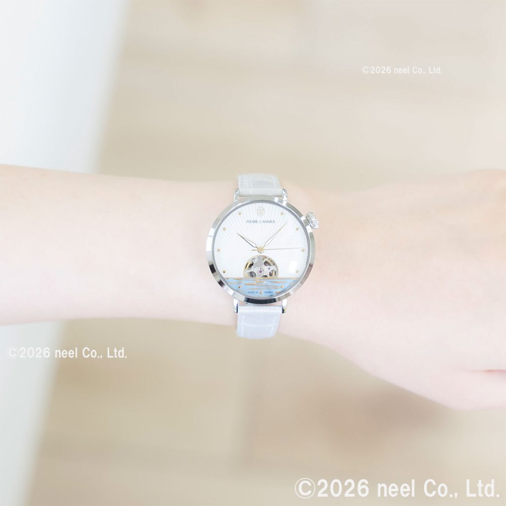 ピエールラニエ PIERRE LANNIER レディース 腕時計 自動巻き オーストレイル AUSTRALE 35mm P150H900 ラウンド 革ベルト シルバー シェル