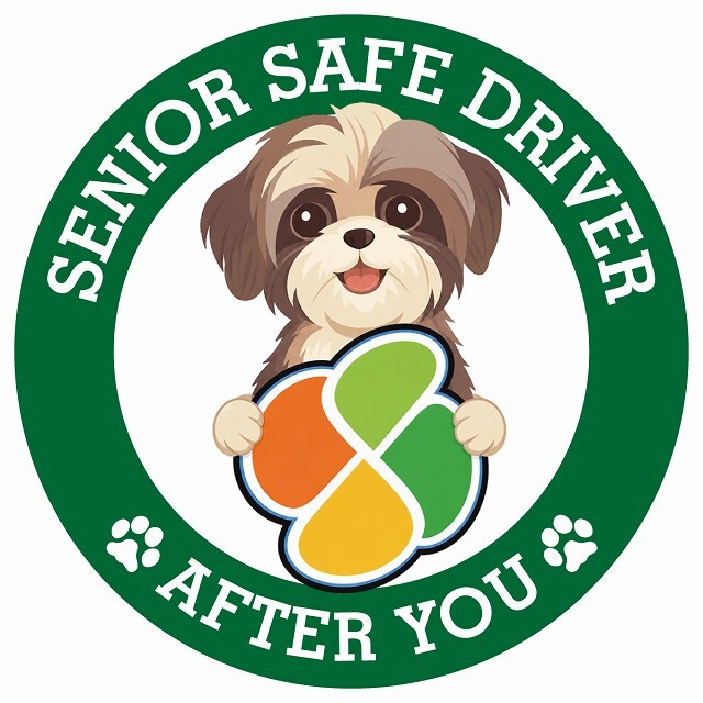 カーサイン 高齢者マーク SENIOR SAFE DRIVER シーズー ステッカー シール 直径13cm 肉球 日本製 車