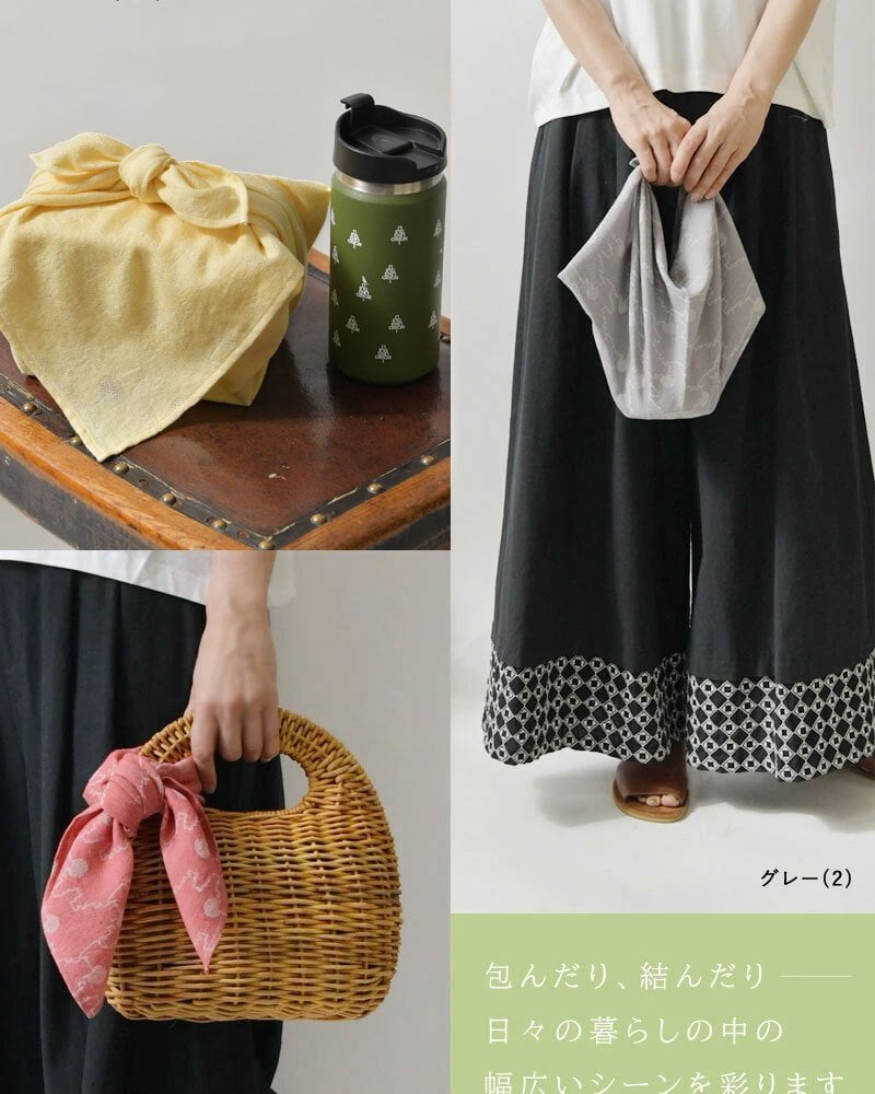 【niki* ニキ】播州織 oshiro バンダナ (624-051)レディース 正方形 大判 コットン 綿100 スカーフ ハンカチ ヘアアクセサリー リボン ターバン ランチバッグ 巾着 ナチュラル おしゃれ ギフト プレゼント 30代 40代 50代 60代 姫路城 伝統工芸 日本製