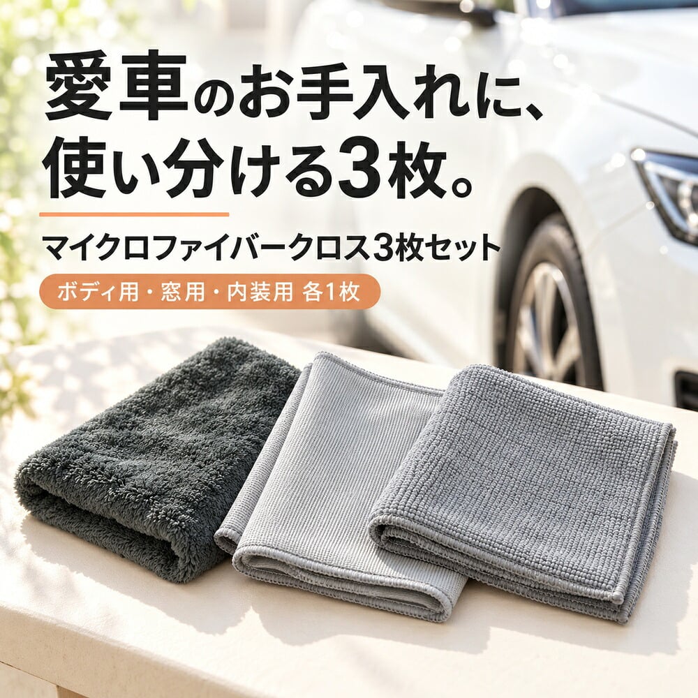 洗車タオル 洗車クロス 3枚セット 40×40 超吸水 大判 マイクロファイバー 吸水力 給水タオル 使い分け ボディ フロントガラス 窓  内装 乾きやすい 傷つかない 傷防止 拭き上げ