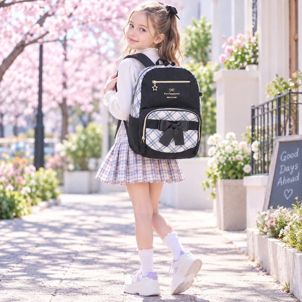 NICECLAUP イリス デイパック 15L リュックサック 大容量 かばん カバン 鞄 バッグ 普段使い 使いやすい キッズ 女の子 ギフト プレゼント ブラック nc424