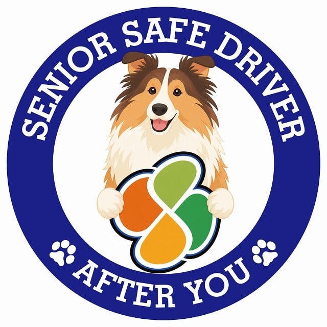 カーサイン 高齢者マーク SENIOR SAFE DRIVER ラフコリー ステッカー シール 直径13cm 肉球 日本製 車