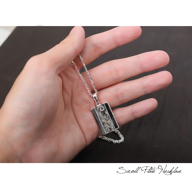 ハワイアンジュエリー ネックレス スクロール シルバー ネックレス 刻印 無料 誕生石入れ可 永遠を意味するスクロール シルバー925 ギフトラッピング可能 チェーン 長さ選べる プレゼント ハロウィン 【品番：CG-SP2622】