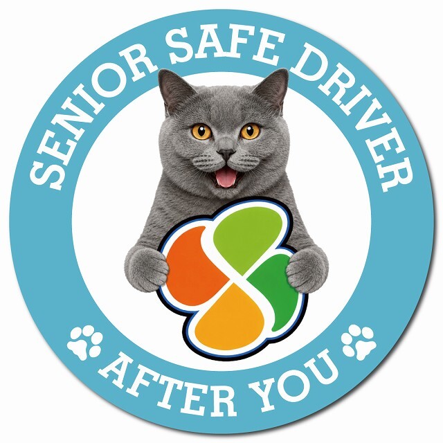 カーサイン 高齢者マーク SENIOR SAFE DRIVER シャルトリュー マグネット 強力 直径13cm 肉球 日本製 車 ステッカー