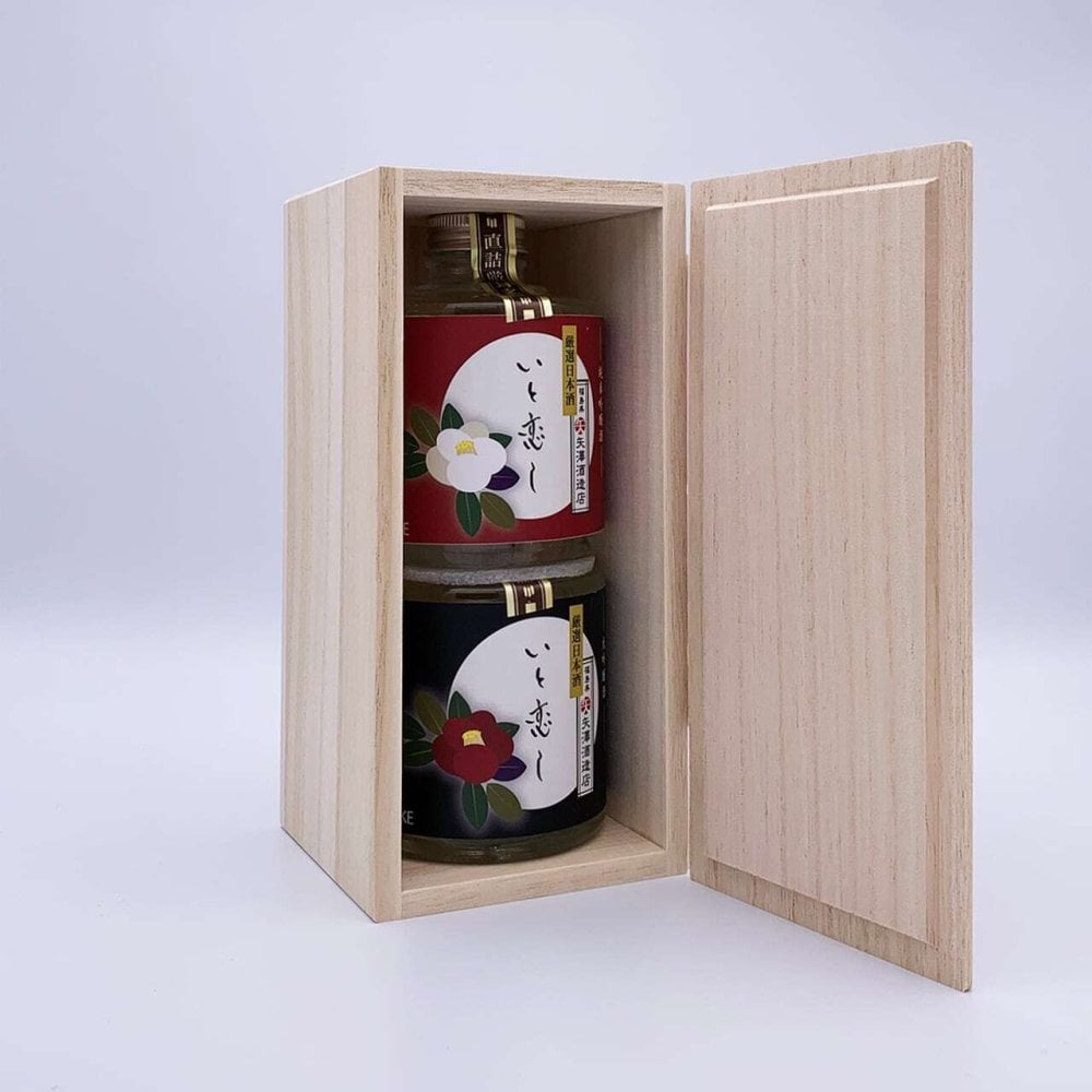 お正月・銀婚式 祝酒おすすめ No.005-12 倉本酒造 厳選日本酒「いと恋し」2本入桐箱ギフトボックス【満開赤椿・白椿】日本酒の豆辞典付き