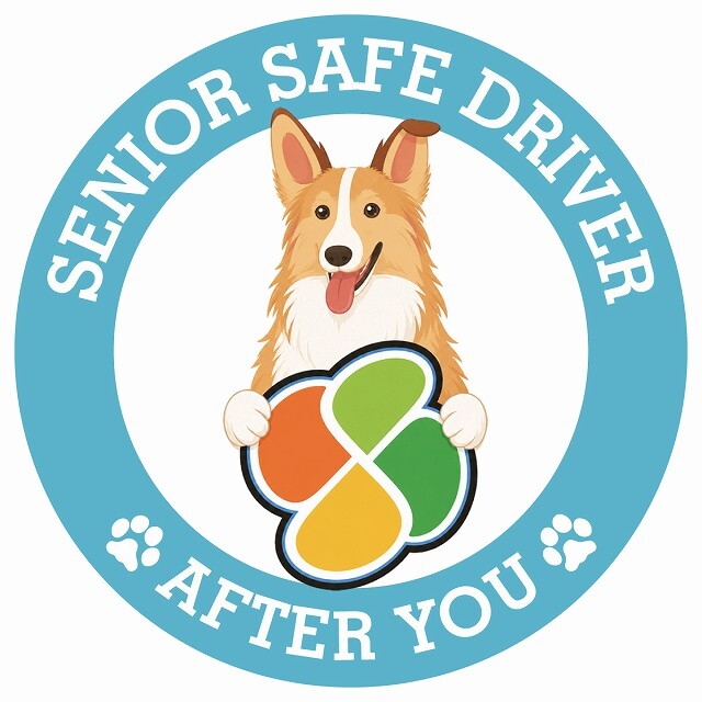 カーサイン 高齢者マーク SENIOR SAFE DRIVER スムースコリー ステッカー シール 直径13cm 肉球 日本製 車