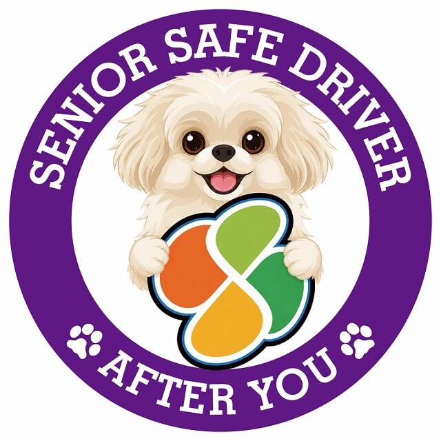 カーサイン 高齢者マーク SENIOR SAFE DRIVER ペキプー ステッカー シール 直径13cm 肉球 日本製 車