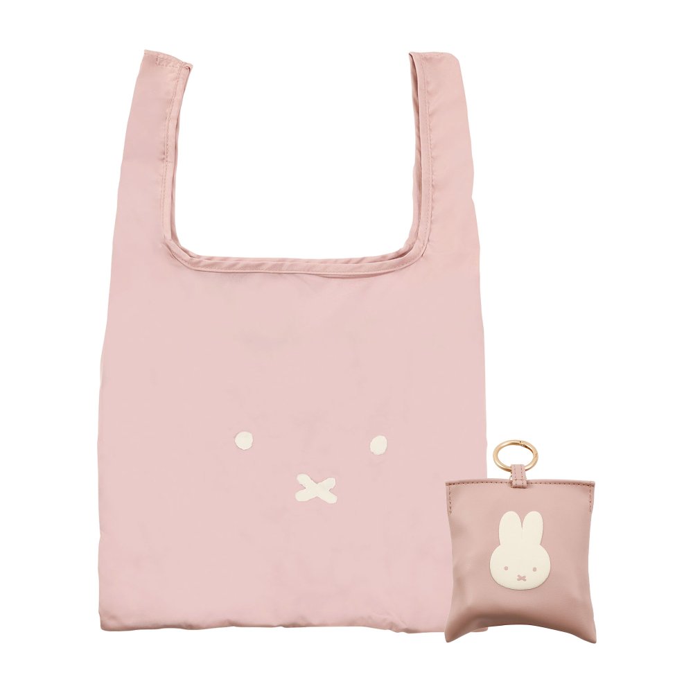 ミッフィー エコバッグ miffy カラビナ ポーチ付き 折りたたみ コンパクト 軽量 マチ付き おしゃれ かわいい 買い物袋 買い物バッグ ショッピングバッグ トートバッグ ピンク アイボリー シンプル 旅行 サブバッグ キャラクター うさぎ 女性 プチ ミニ ギフト プレゼント