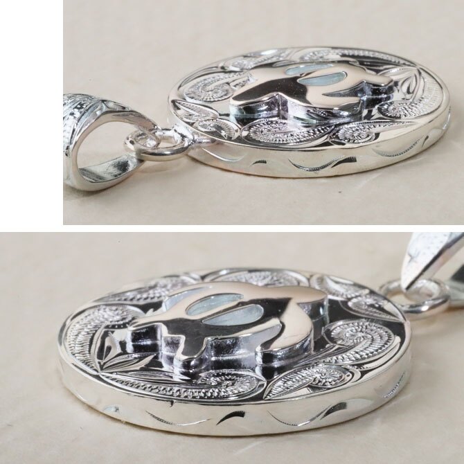 ハワイアンジュエリー ホヌ ペンダントトップ 刻印 無料 誕生石入れ可 ホヌ ラウンド 34mm×20mm シンプル お守りモチーフ シルバー925 ネックレス チェーン別売 ペンダントヘッド メンズ レディース 誕生日 プレゼント ハロウィン 【品番：SP2959】
