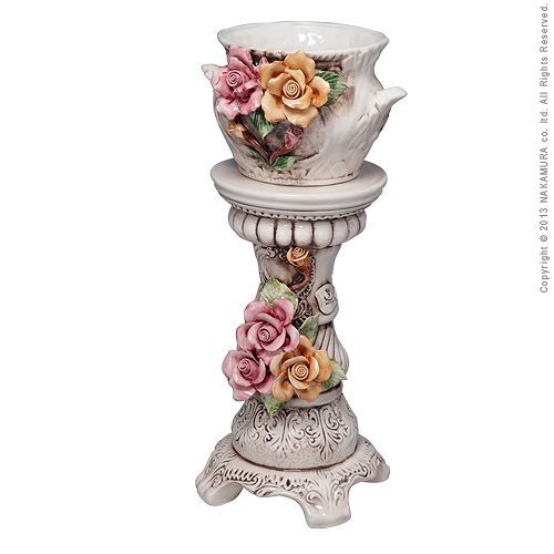 イタリア 家具 ヨーロピアン ヴェローナクラシック 陶製コラムポット  鉢植え 玄関 ヨーロッパ家具 クラシック 輸入家具 アンティーク風 イタリア製 おしゃれ 高級感 エレガント リモート テレワーク 在宅