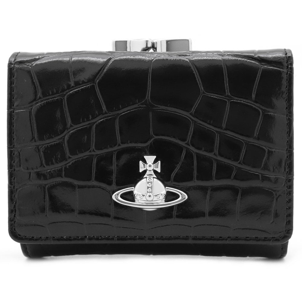 ヴィヴィアンウエストウッド 財布 レディース がま口三つ折り財布 Vivienne Westwood ヴィヴィアン ブラック クロコ型押し VW4294 (5115002MW-L0098-N401) 【2026年秋冬モデル】 【ラッピング無料 誕生日 お祝い プレゼント ギフト 贈り物】