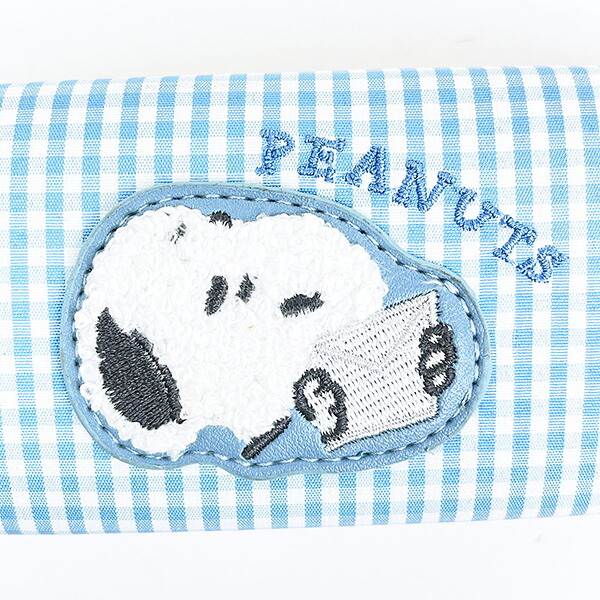 スヌーピー メガネケース ブルー サガラワッペンチェック SNOOPY