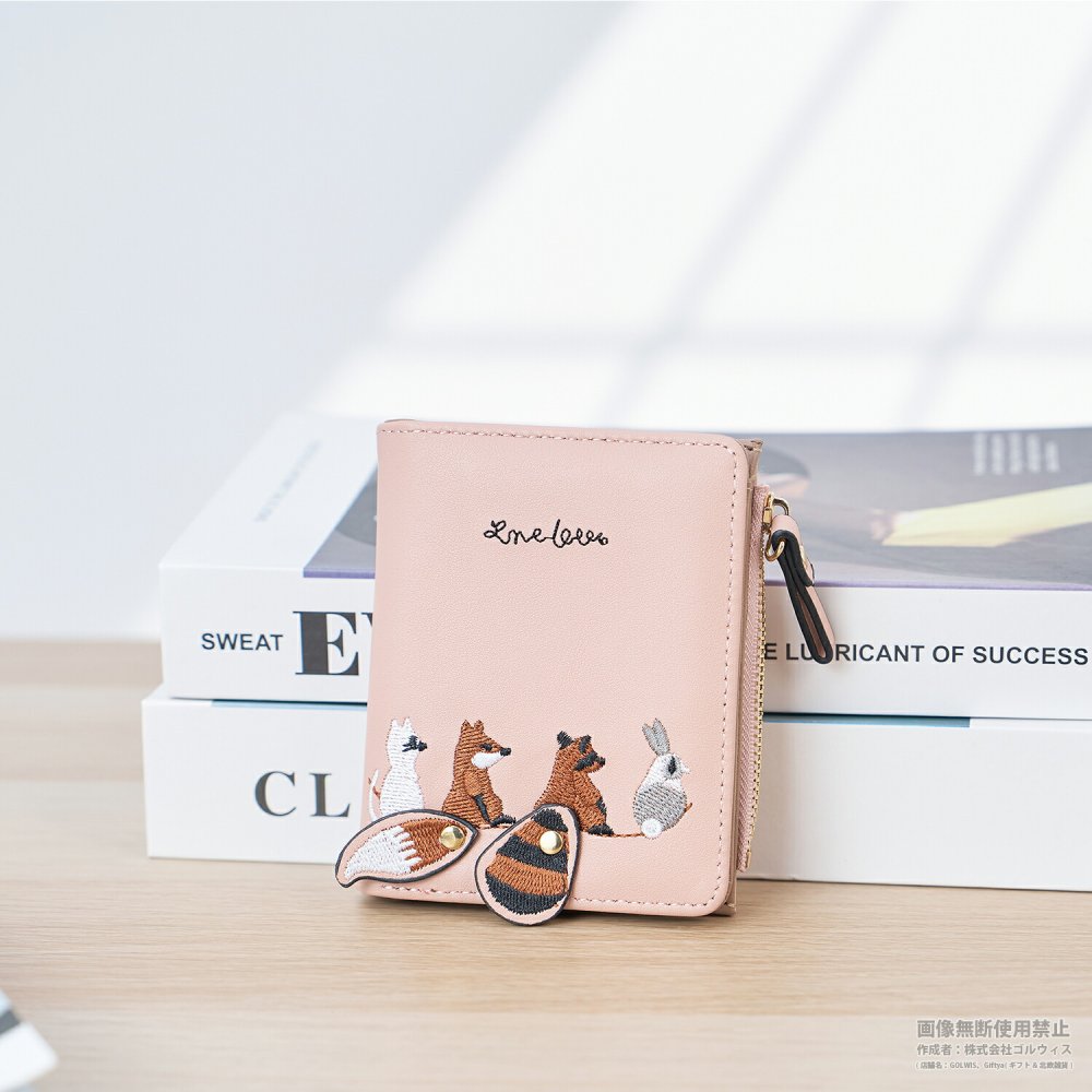 財布 レディース 二つ折り カードケース かわいい ミニ財布 コンパクト 小銭入れ お札入れ カード入れ コインケース 刺繍 動物 誕生日 プレゼント ギフト 贈り物 女性 子供