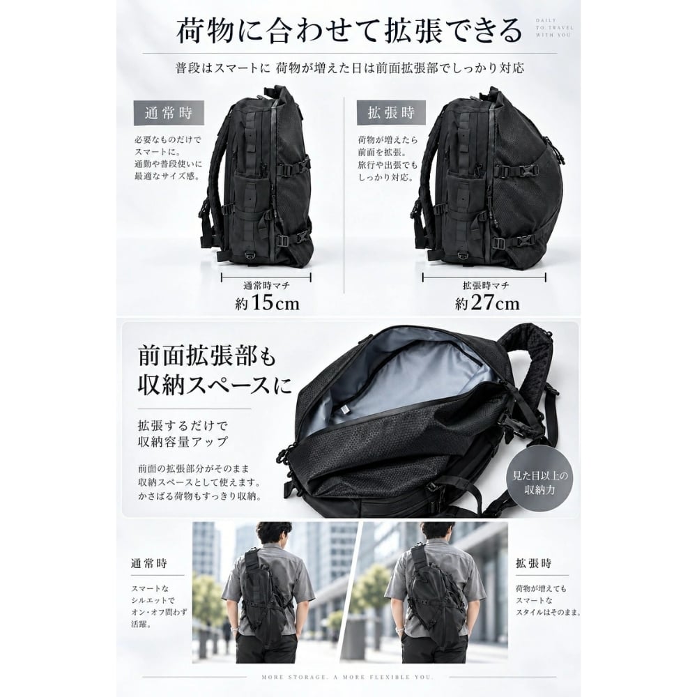 【ラッピング無料】Gran Walker ALPHA-PACK 23L 大容量 拡張式 ボディバッグ メンズ 多機能 スリングバッグ ガジェット収納 通勤 通学 旅行 ギフト 釣り キャンプ