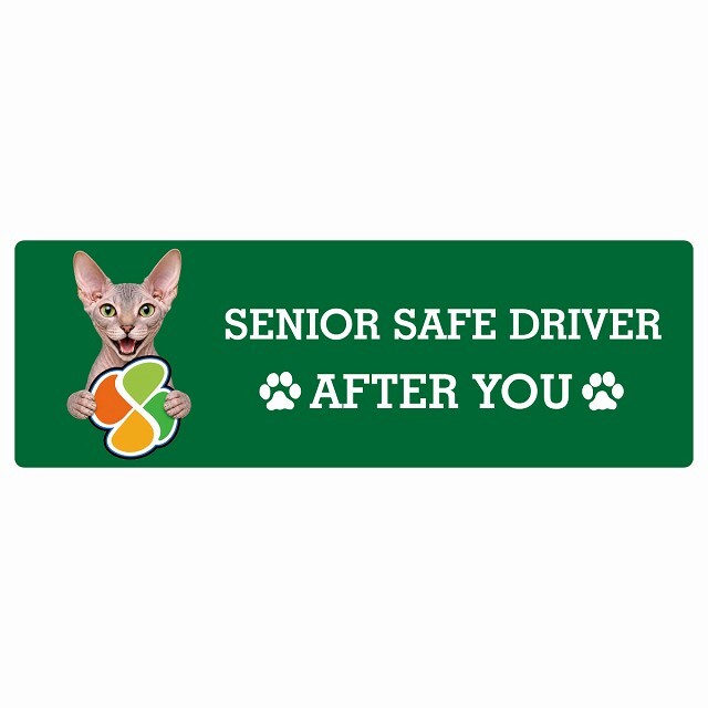 カーサイン 高齢者マーク SENIOR SAFE DRIVER ドンスコイ ステッカー シール 長方形 20x6.7cm 肉球 日本製 車