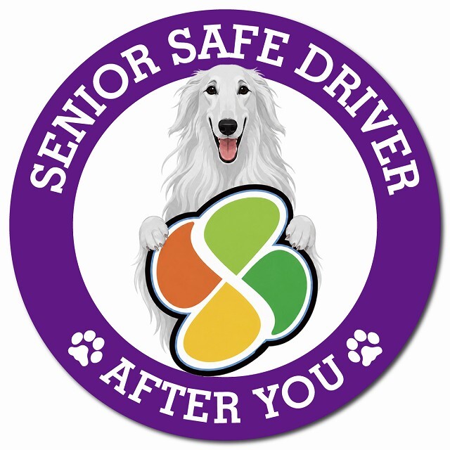 カーサイン 高齢者マーク SENIOR SAFE DRIVER ボルゾイ マグネット 強力 直径13cm 肉球 日本製 車 ステッカー