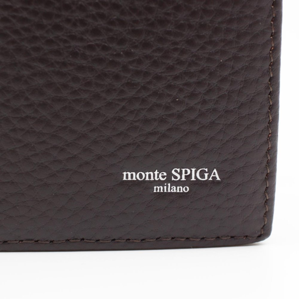 モンテスピガ　monte SPIGA　二つ折り財布　MOSMSP104DBR　ダークブラウン　濃茶　シュリンクレザー　牛革　ウォレット
