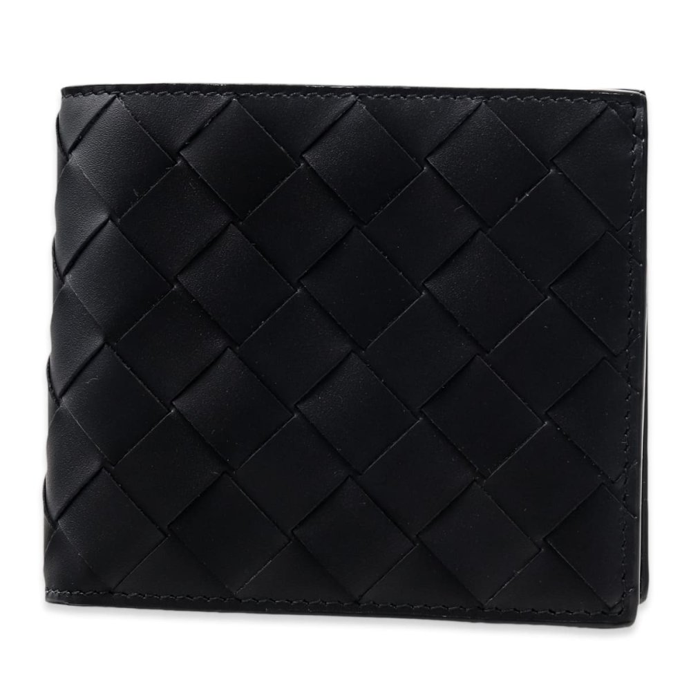ボッテガヴェネタ BOTTEGA VENETA 二つ折り財布 メンズ レディース イントレチャート 本革 レザー ブラック 黒 小銭入れ付き カード4枚 札入れ コンパクト財布 749412 V3US1 8803
