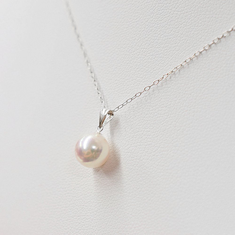 ［pearl47］ 8mm - 8.5mm ホワイトピンク 1粒 ネックレス ペンダント 天女カラー あこや真珠 天草 熊本