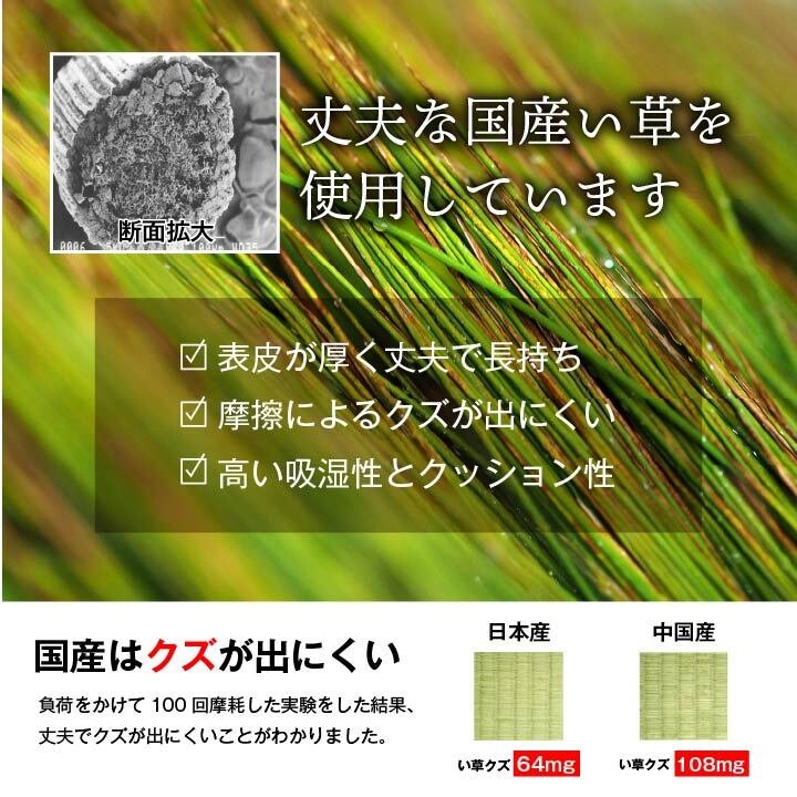 夏ラグ 夏用カーペット 純国産 い草 上敷き カーペット 格子柄 本間3畳 (約191×286cm）