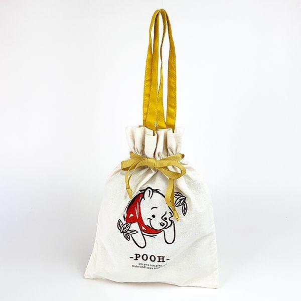 ディズニー プー Winnie The POOH Pooh Series 巾着バッグ バッグ 通勤 通学 巾着 刺繍 イエロー グッズ