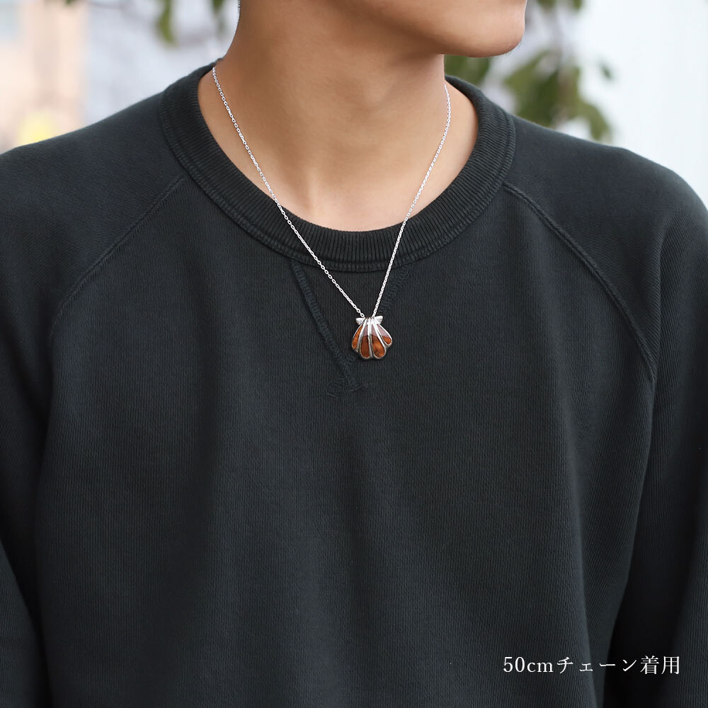 ハワイアンジュエリー コアウッド ネックレス 刻印 無料 シェル型 貝 コアウッド ロジウムコーティング aumakua シンプル シルバー925 ギフトラッピング可能 チェーン 長さ選べる メンズ レディース 誕生日 プレゼント ハロウィン 【品番：CG-045-61-01】