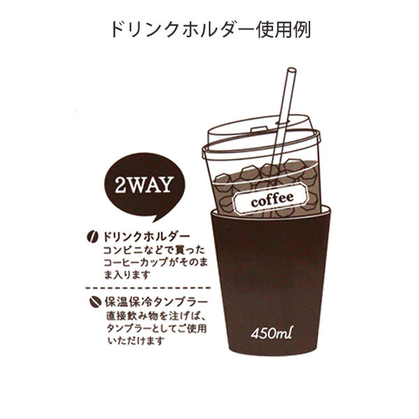 コウペンちゃん 2WAY 真空二重 タンブラー M 450ml 定形外 送料無料 572-101 572-102 コップ ドリンクホルダー 保温 保冷 たんぽぽ シロツメクサ るるてあ コウテイペンギン キャラクター ガーリー プレゼント