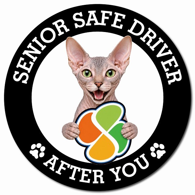 カーサイン 高齢者マーク SENIOR SAFE DRIVER ドンスコイ マグネット 強力 直径13cm 肉球 日本製 車 ステッカー