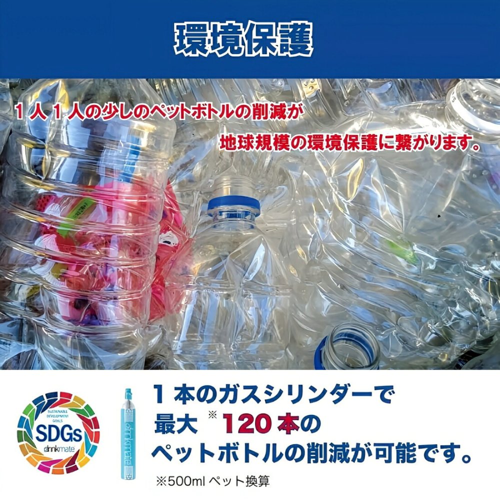 Drinkmate 641　家庭用炭酸飲料メーカー　スターターキット　電気不要　手動タイプ　ブラック／ホワイト　ガスシリンダー60L付　屋内外使用OK　新生活　ホームパーティに。国内モデル　※商品詳細を選択