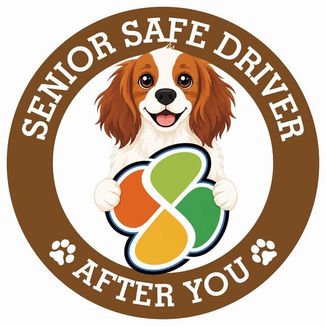 カーサイン 高齢者マーク SENIOR SAFE DRIVER コーイケルホーンディエ ステッカー シール 直径13cm 肉球 日本製 車