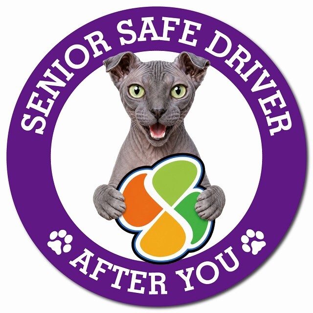 カーサイン 高齢者マーク SENIOR SAFE DRIVER ユークレニアンレフコイ マグネット 強力 直径13cm 肉球 日本製 車 ステッカー