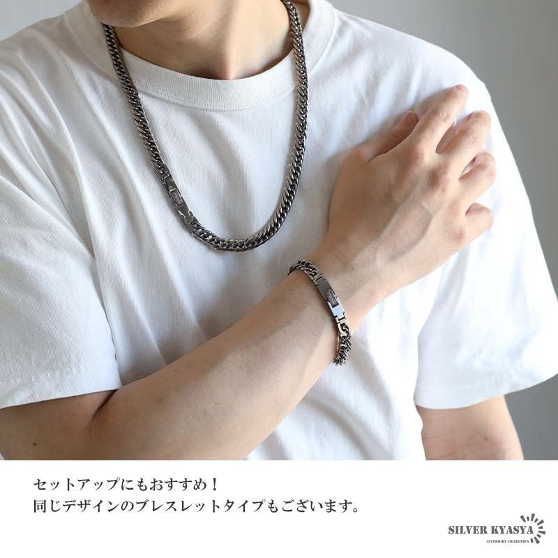 純チタン製 軽い ダブル喜平チェーンネックレス 喜平ネックレス 6面カット チタンネックレス シルバー 50cm 60cm メンズ 男性 金属アレルギー対応