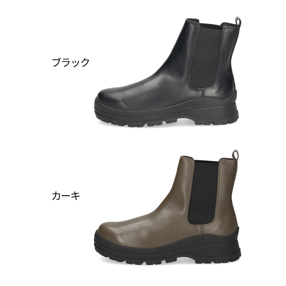 ショートブーツ レディース 厚底 サイドゴア レイン対応 滑りにくい 歩きやすい ローヒール 靴 Rachic. ラシックドット RA0014 黒 ブラック カーキ