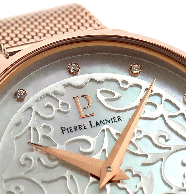 ピエールラニエ エオリア 日本限定 クォーツ 電池式 腕時計 ブランド レディース Pierre Lannier P039L998 アナログ シェル ピンクゴールド 白