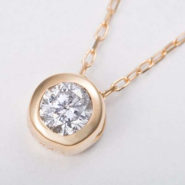 ダイヤモンド ネックレス K18YG 18金 イエローゴールド 0.1ct フクリン留め ペンダント 一粒 ダイヤ 覆輪 シンプル スキンジュエリー レディース 華奢 記念日 ギフト プレゼント