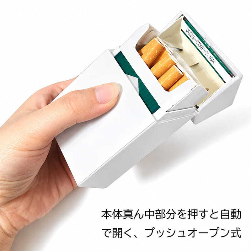 シガレットケース ハード タバコケース ブラック シルバー 通常サイズ ロング 黒 銀 可愛い プッシュオープンタイプ おしゃれ ペンギンライター 樹脂製 ギフト