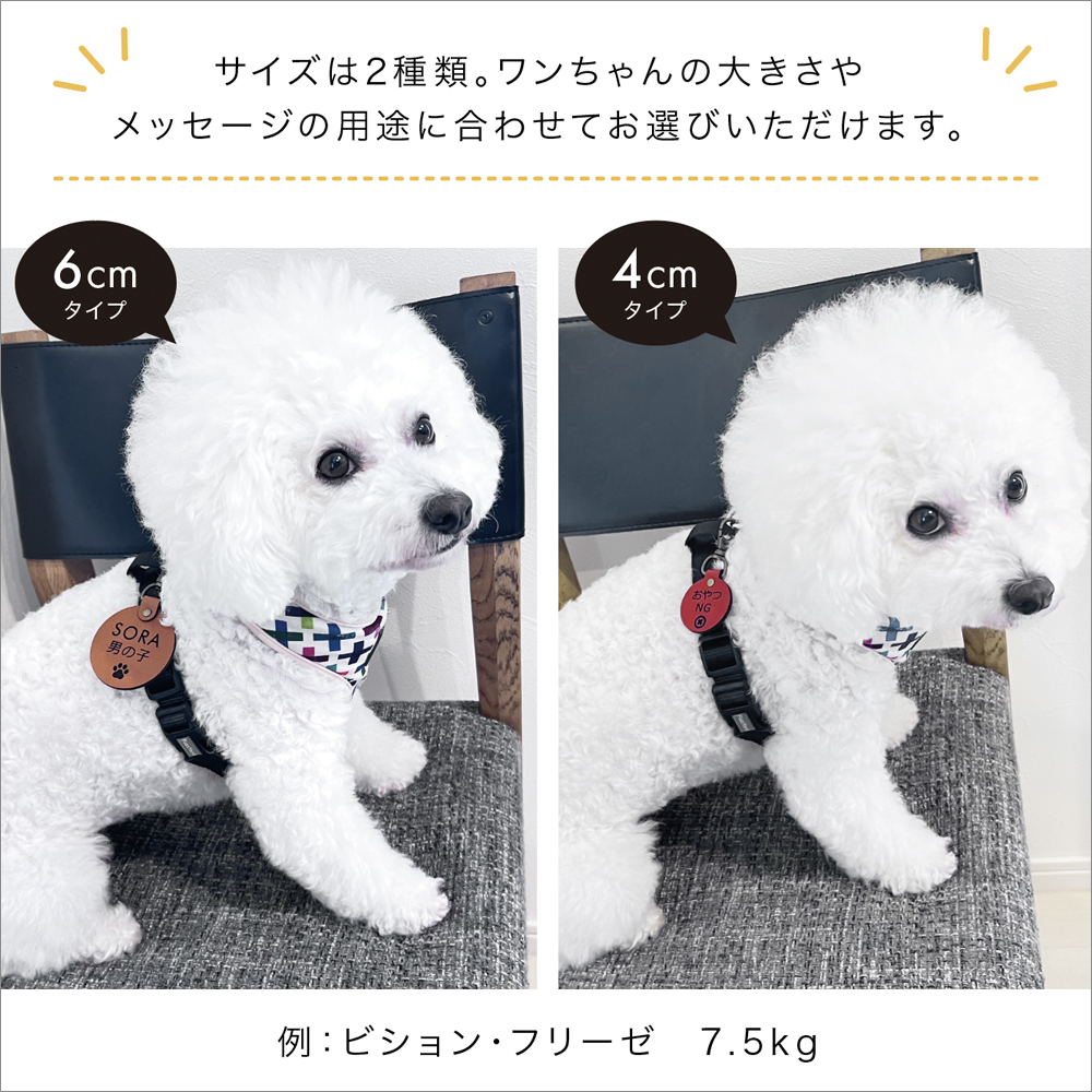 犬 メッセージタグ イエローリボン 散歩 お散歩タグ オリジナル 犬用タグ 迷子札 大きめ 本革 栃木レザー 軽量 散歩タグ 革 レザー 愛犬の気持ちを伝える こわがり 臆病 人が苦手 よく吠える 音が苦手 名入れ