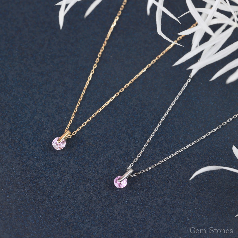  ピンクサファイア プチ ネックレス  プラチナ 18金 一粒 一石 シンプル ペンダント レディース プチネックレス 華奢 デザイン K18 Pt900 誕生石 サファイア ピンク 記念日 彼女 プレゼント ギフト