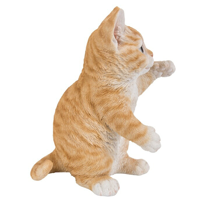 置物 猫 立つ茶トラ猫 高さ20.5cm woobia ウービア リアル かわいい おしゃれ 玄関 インテリア オブジェ ガーデン 茶トラ ねこ ネコ 動物 アニマル 癒し 棚 北欧 リビング プレゼント ギフト 新築祝い 猫好き